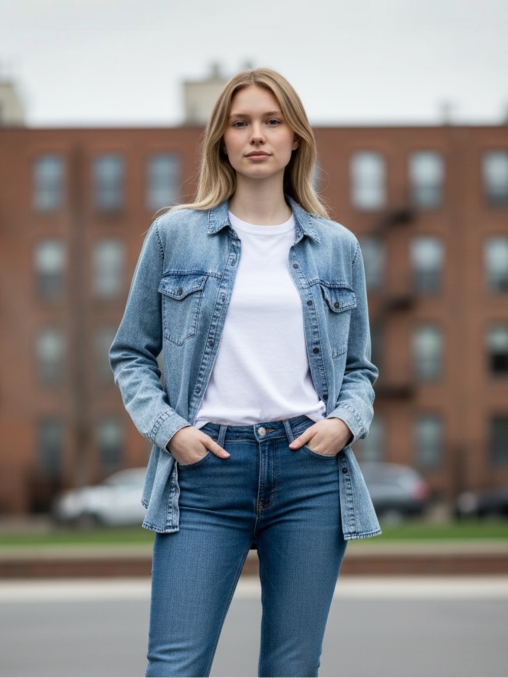 Calvin Klein Jeans Woman’s Acid Washed Cotton Shirt Size Medium.